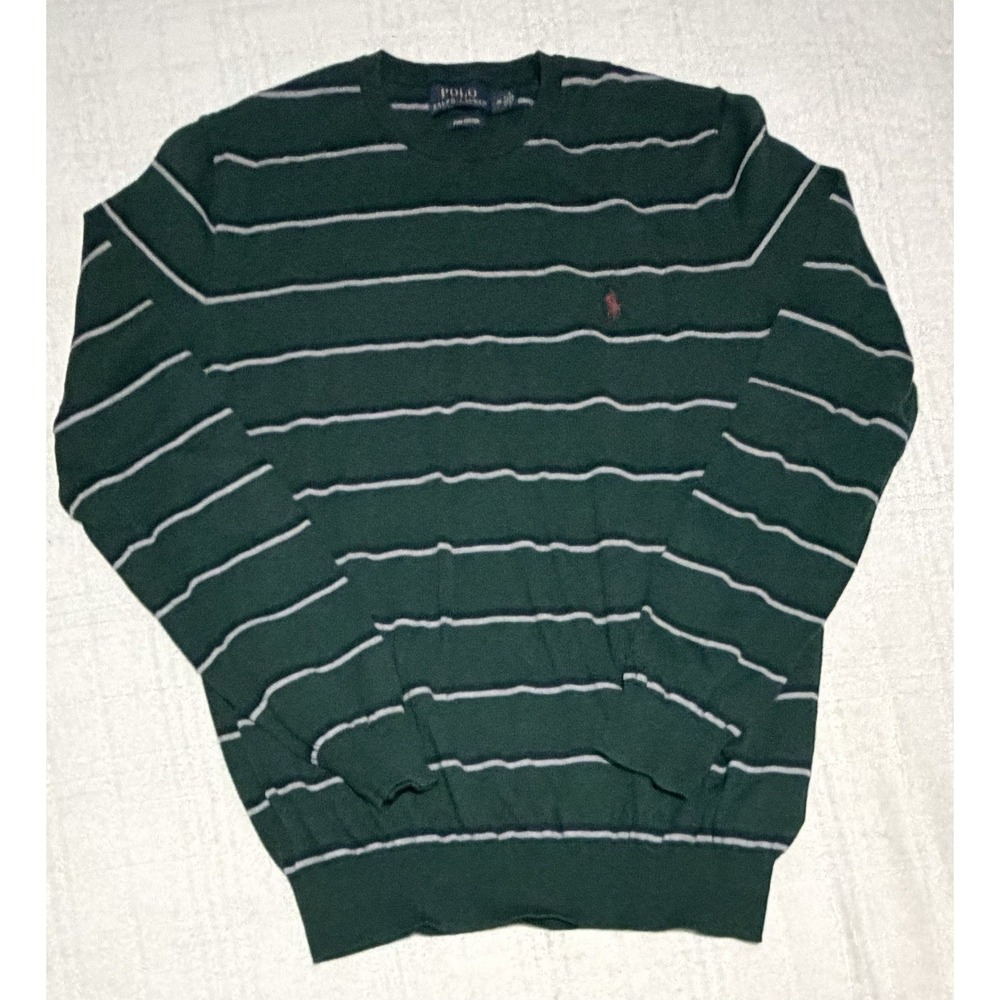 Polo‎ Ralph Lauren Mens Pullover Sweater Size M Green Pima Cotton Red Pony